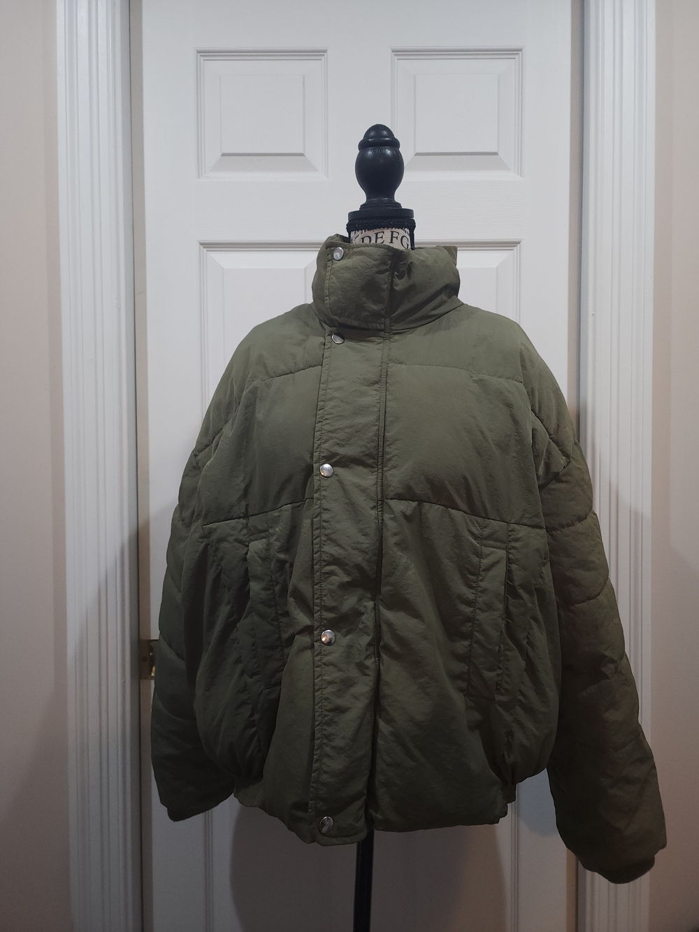 Free People Olive Green Oversized Puffer Jacket